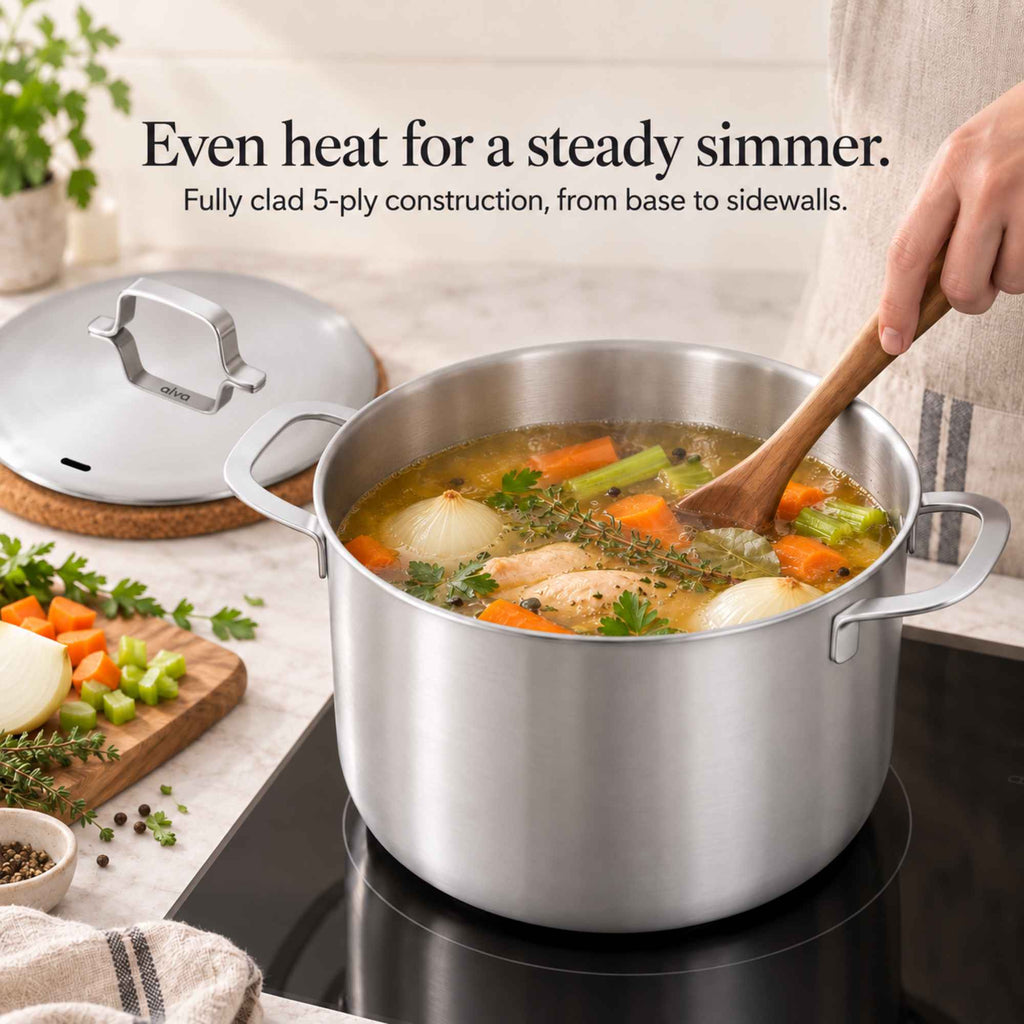 5-Ply Stainless Steel Stock Pot with Lid, 7-Qt