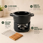 Enameled Cast Iron Fondue Set, 8-Piece