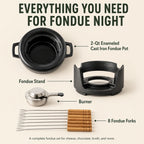 Enameled Cast Iron Fondue Set, 8-Piece